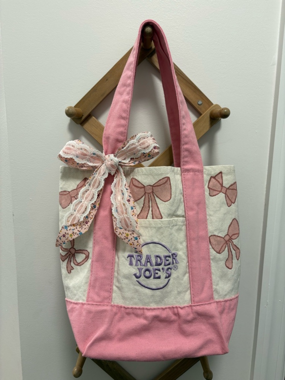 Trader Joe's Pink & Painted Tote Bag